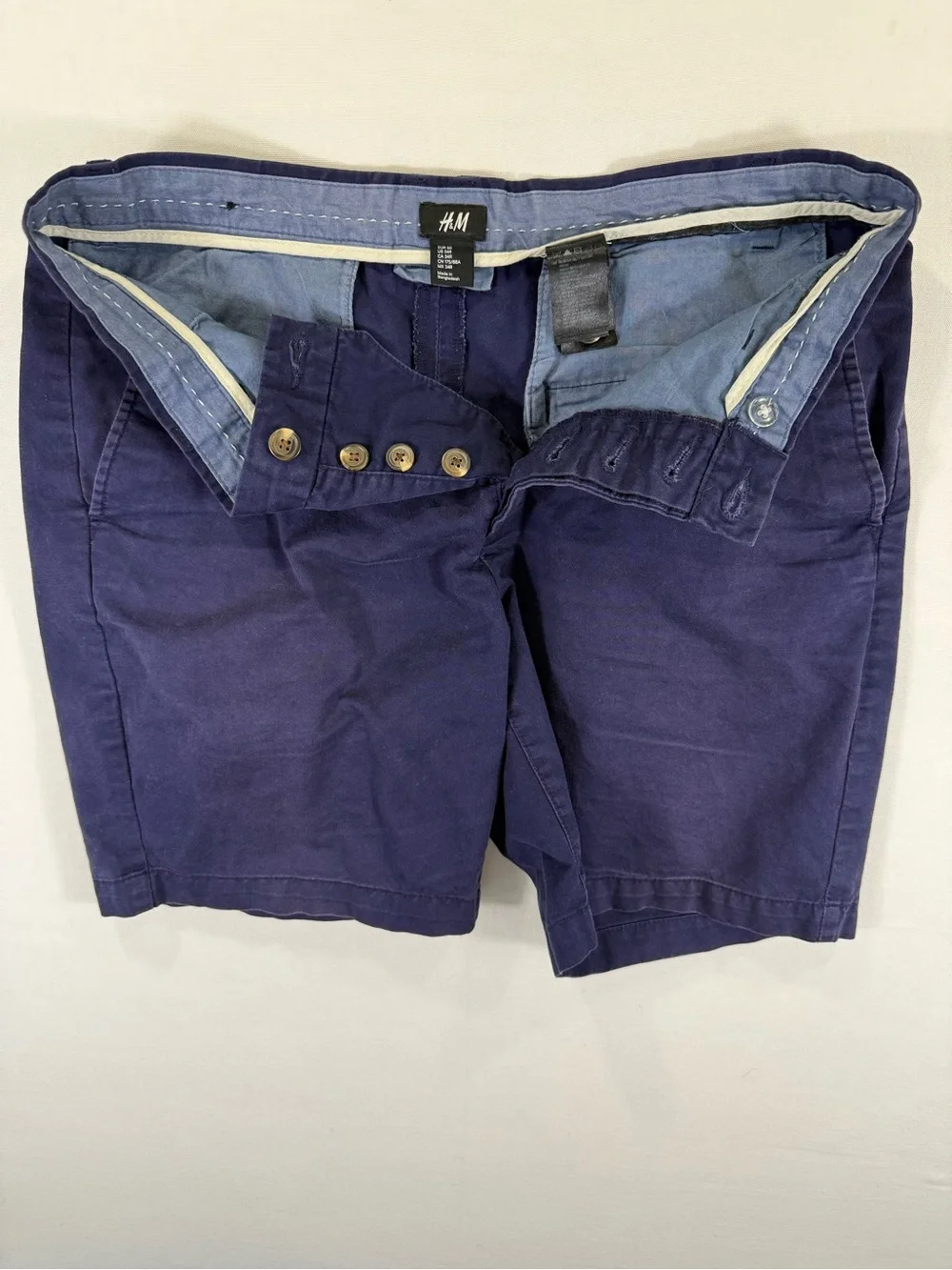 H&M Navy Blue Men’s Flat-Front Cotton Shorts